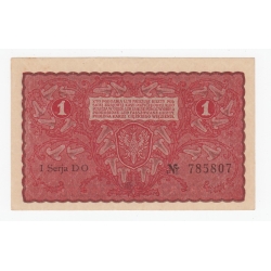 Banknot 1 marka 1919, I Serja DO, UNC/UNC-