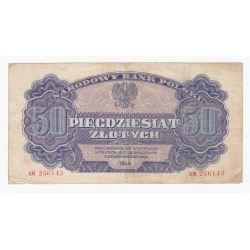 Banknot 50 zł 1944, seria AM (owym), st. 3