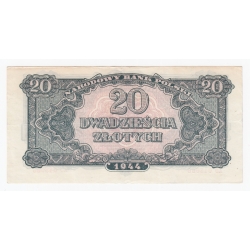 Banknot 20 zł 1944, seria AO (owym), st. 3+
