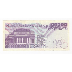 Banknot 100000 zł 1993, seria D, st. 3