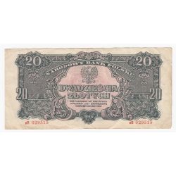 Banknot 20 zł 1944, (Mił. 116b), st. 3, rzadki