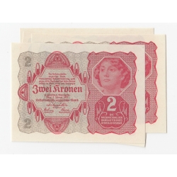 Banknot 2 korony 1922, UNC