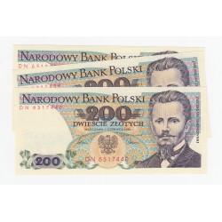 Banknot 200 zł 1986, seria DN, UNC-
