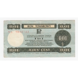 Bon Pewex, 0,01$ 1979, (duży), st. 3-