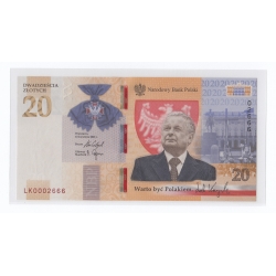 Banknot 20 zł 2021, Lech Kaczyński, UNC